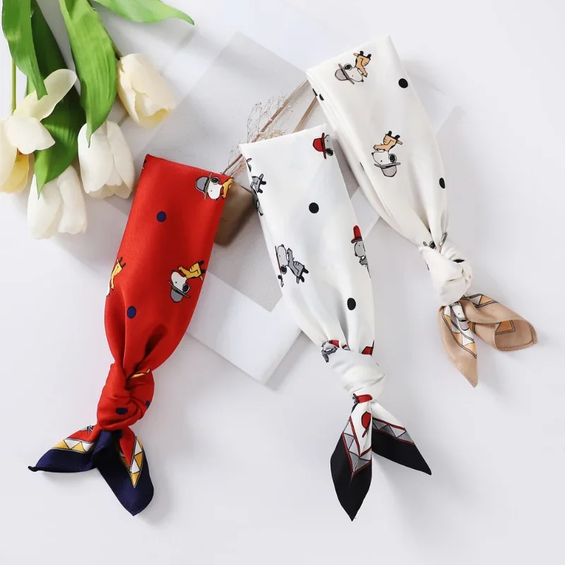 Snoopy Summer Scarf Anime Cartoon Colors Soft Sun Protection Fashion Boys Girls Lovely Outdoor Silk Scarf Long Wrap Shawl Gift