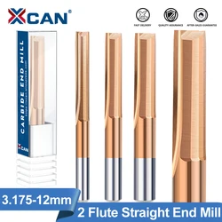 XCAN-fresa recta de 3.175-12mm, broca de fresado de 2 flautas, fresa de extremo de carburo recubierto de TiCN, herramienta de fresado de broca enrutadora de máquina CNC