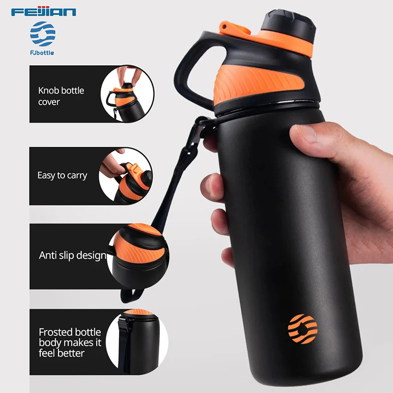 Fjbottle Thermos Cup 1000ML Stainless Steel Vacuum Flasks Magnetic Lid Leak Proof Keep Hot & Cold Outdoor Sports Water Bottle
