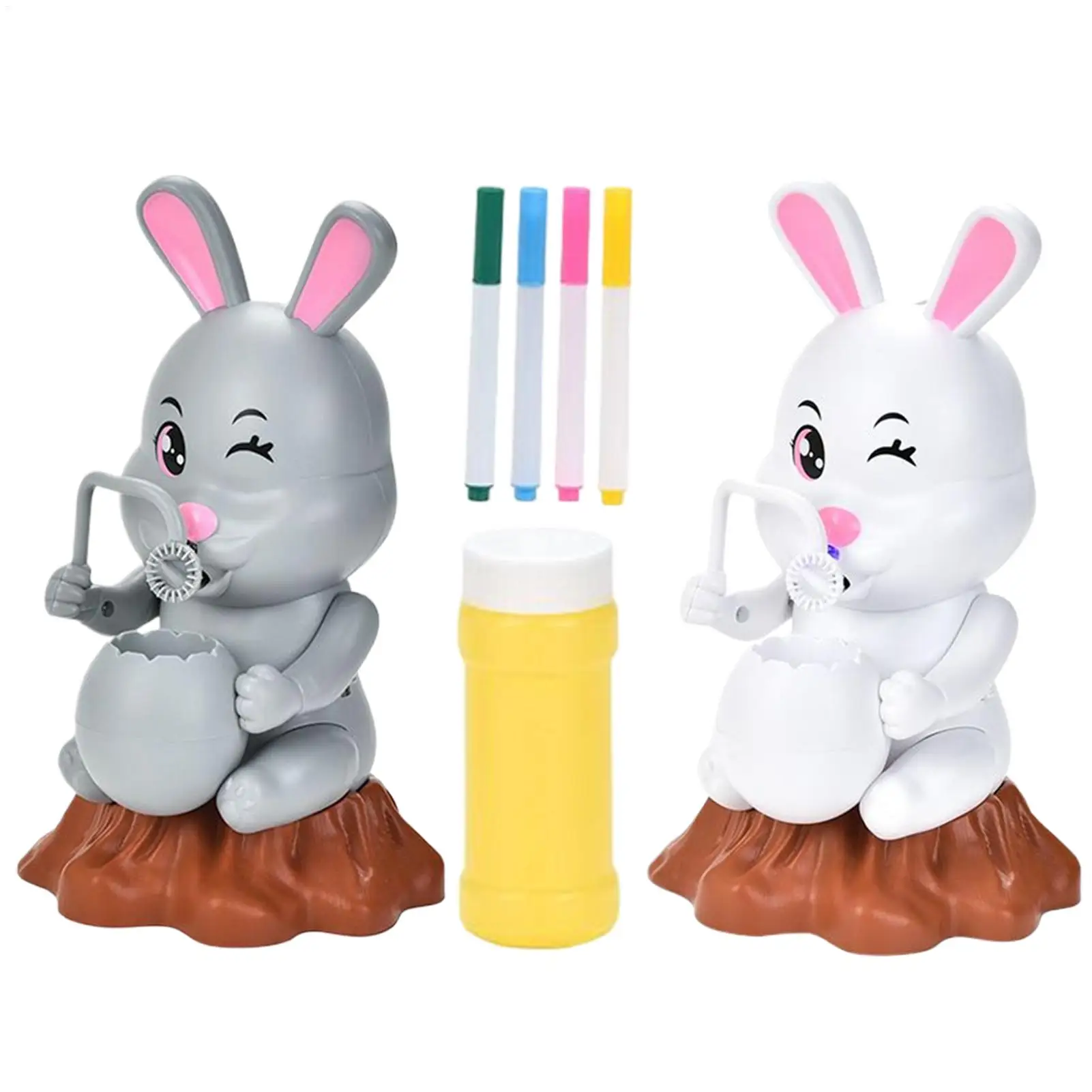 Rabbit Bubble Blower Machine with Music Lights Rechargeable Automatic Bubble Maker for Kids Birthday Party Easter Festival Decor