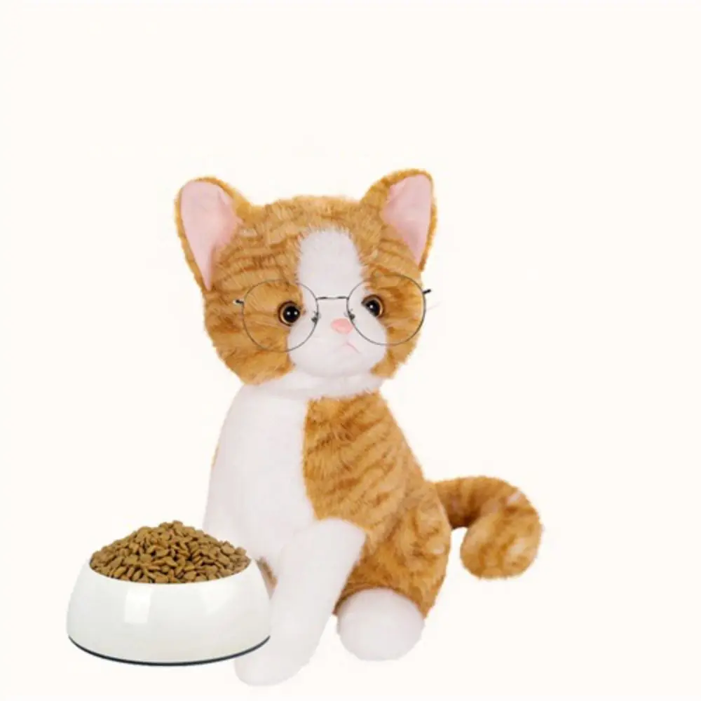 Cartoon Car Cushion Animal Pet Cat Plush Toy Ginger Cat Fluffy Kitten Stuffed Doll Black Soft Cartoon Simulation Cat Doll Pillow