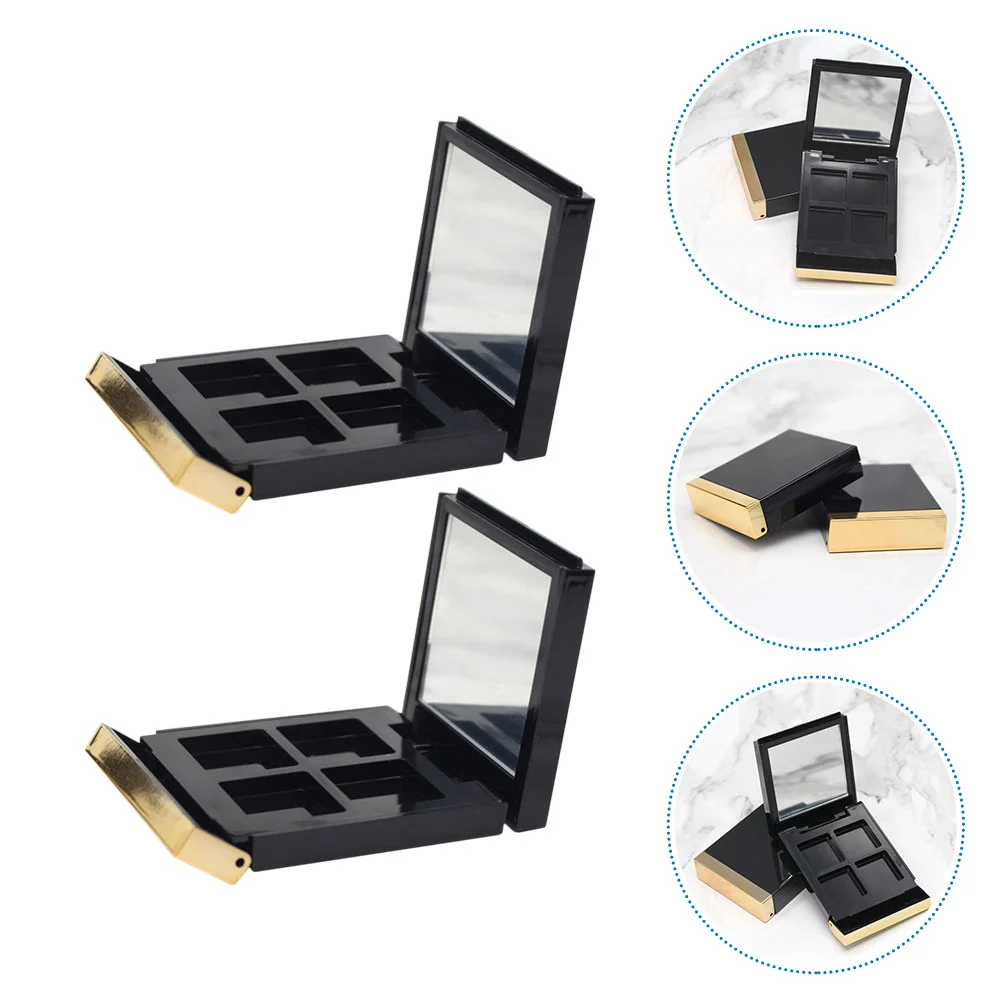 

2pcs Eyeshadow Mirror Palettes Empty Eyeshadow Organizers Make Up Containers Mini Eyeshadow Boxes Storage Case