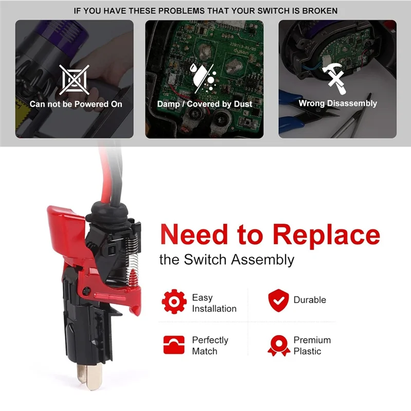 KEOL-For Dyson V10 SV12 Vacuum Cleaner Trigger Switch Assembly, Upgraded Power Button Replacement Parts