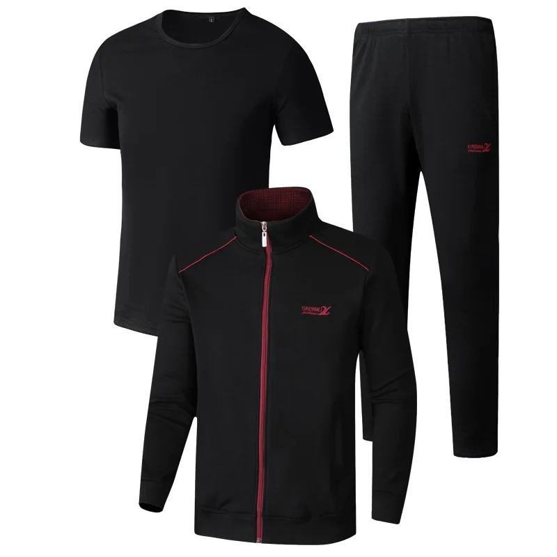 3-teiliger Herren-Sportanzug mit Kragenreißverschluss für Frühling und Herbst, langärmelige Hose, lässiger Sportanzug, Herren-Sporthemd-Set – Detail 4