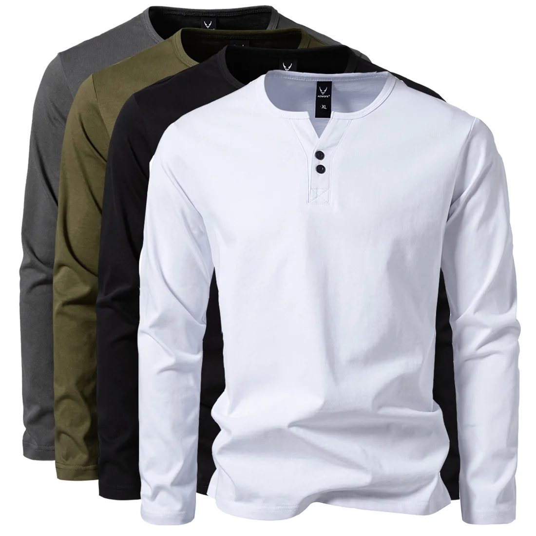 

Casual Mens Cotton British Shirts Long Sleeves V-Neck Soft Comfortable High quality Mens Black T-Shirt ropa hombre