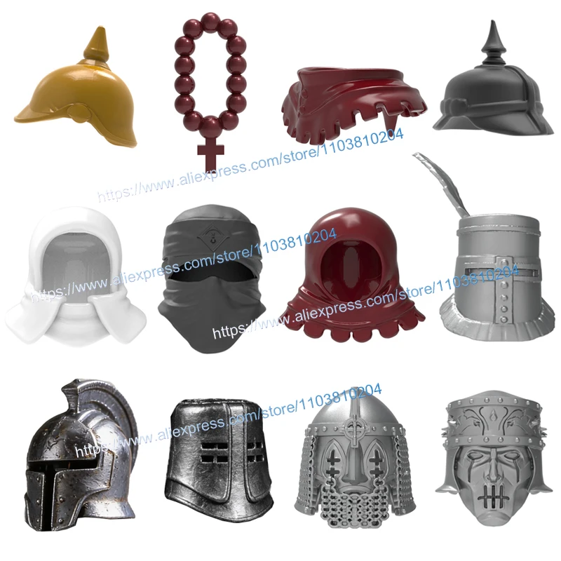 Medieval Soldiers Knights Figure Accessories Building Block Shield Guardian Axe Sword Spear Warrior Armor Assembly Brick Toy E04 view 2