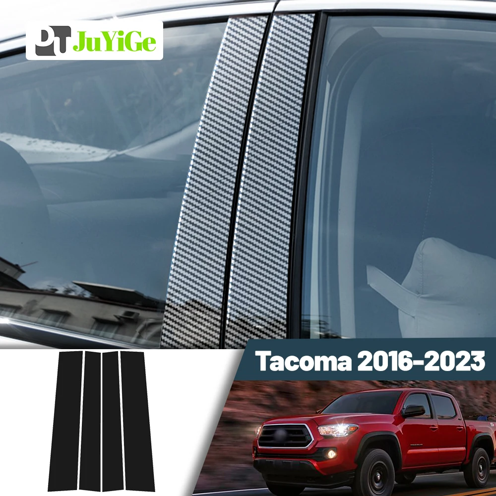 

Glossy Black Carbon Fiber Window Door Deal B C Pillar Post Cover Sticker For Toyota Tacoma N300 MK3 2016-2023 2017 2018 2019