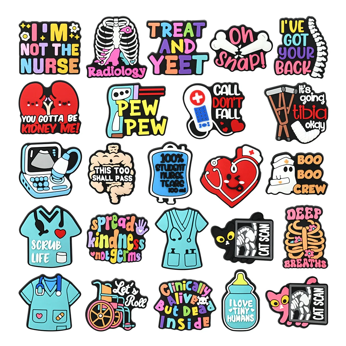 24pcs New medical series lot shoe buckle charms accessories decorations for sandals sneaker clog wristbands bracelets kids gift
