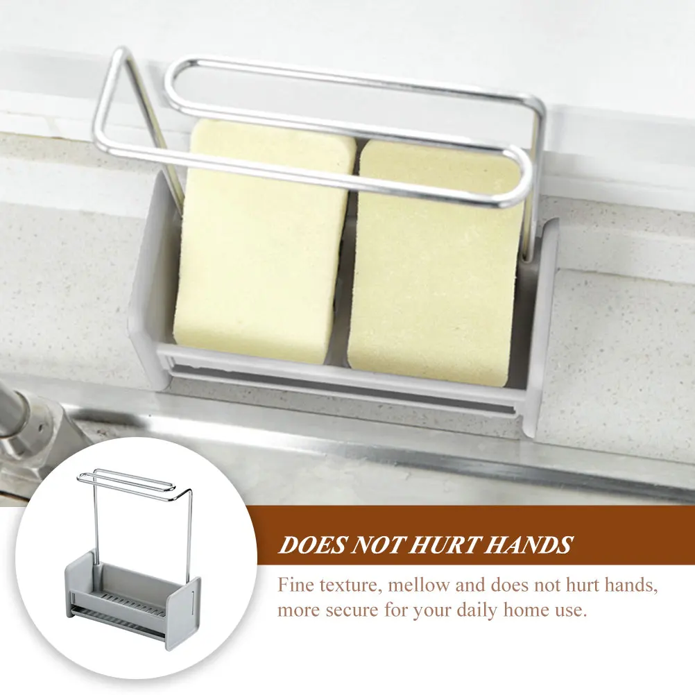 

Creative Kitchen Storage Rack Dish Brush Holder No Punch Design Easy Install Premium Material Waterproof Household Sponge Holder