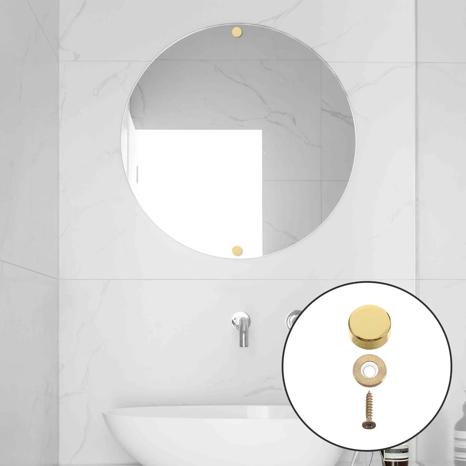 

16Pcs Decorative Nails Metal Mirror Screws Elegant Caps Flat Cover Glass Signs Advertising Hardware Home Decor