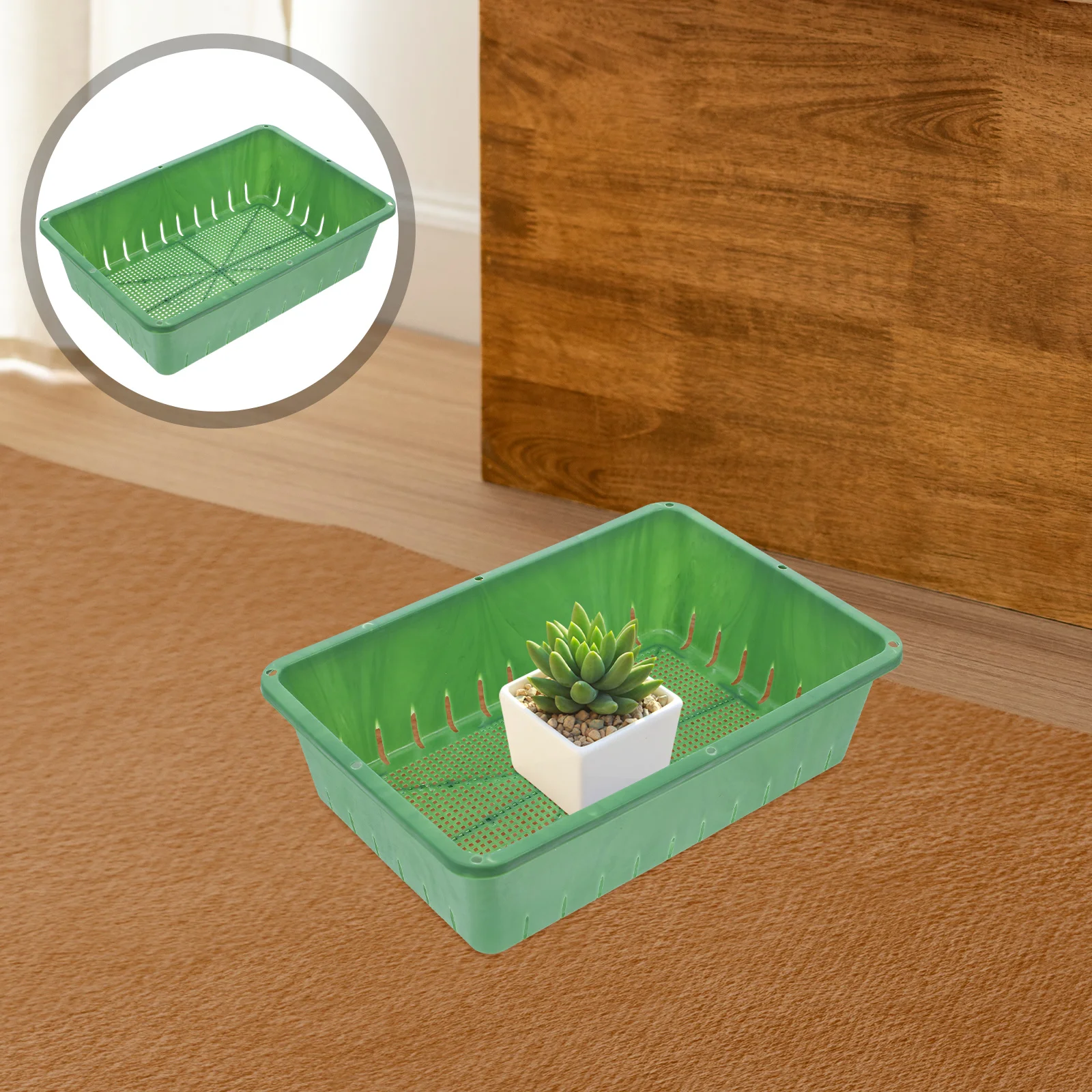 

2 Pcs Seedling Trays Mini Garden Planting Pots Compact Reusable PP Germination Tray Fodder Growing Plants Starter Drainage