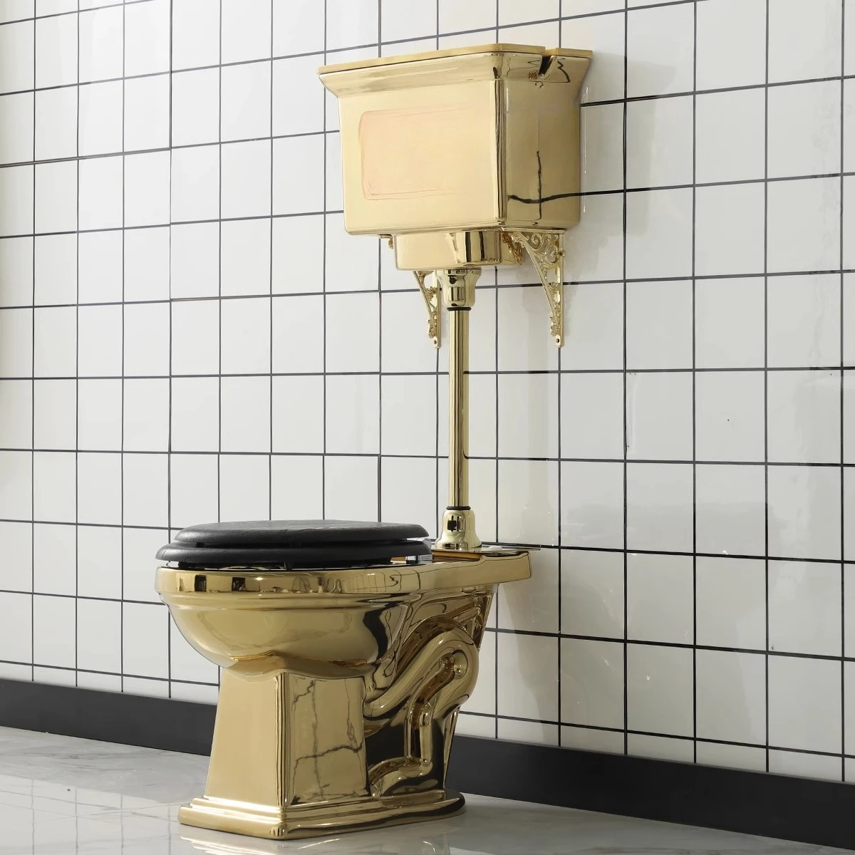 

Electroplated local tyrant gold toilet high water tank tie rod gold toilet
