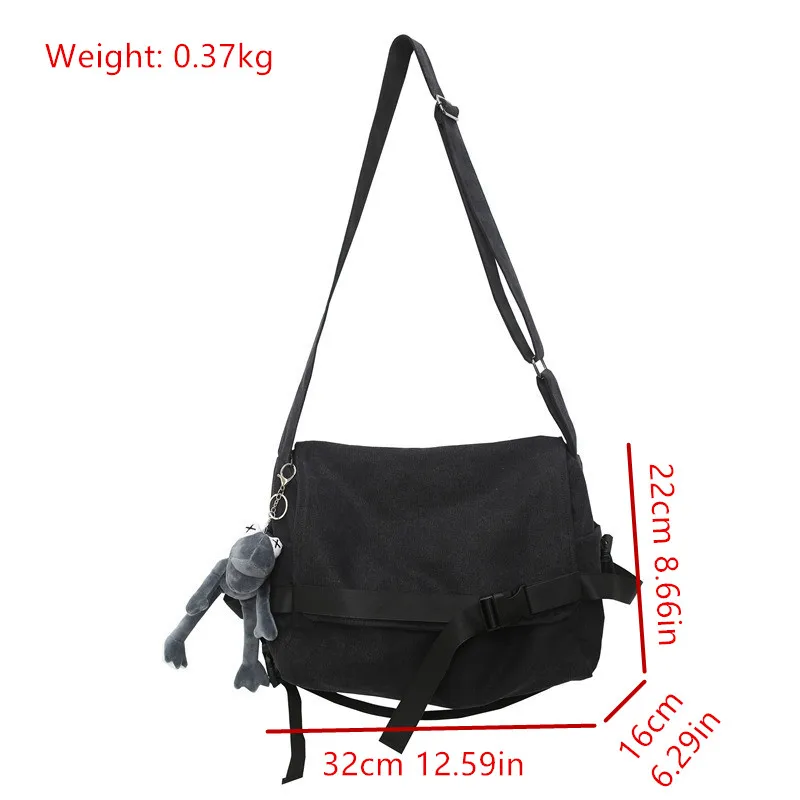 Borsa a tracolla in tela con copertina ribaltabile tinta unita per uomo Borsa a tracolla semplice, borse da scuola per studenti casual, borsa a tracolla per adolescenti