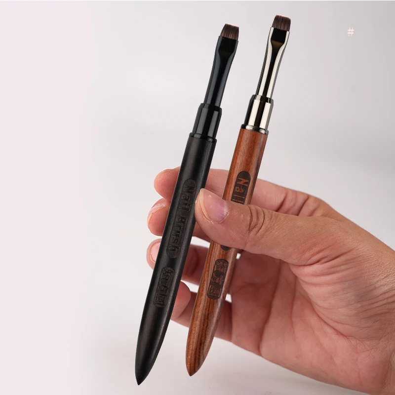 Nowy zestaw krótkich płaskich pędzli do paznokci 5 mm Pędzel do rysowania akrylowego do paznokci Uchwyt z drzewa sandałowego Pióro do malowania paznokci Narzędzie do manicure
