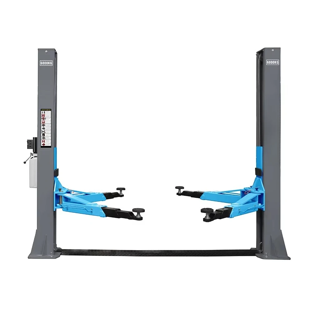 Heavy duty 6.8 ton double column lift truck lift bilateral manual lock release symmetrical 3-stage lift arm