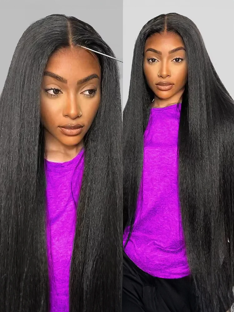 ياكي غريب مستقيم 7x5 HD الدانتيل الباروكات الأمامية خصلات الشعر المستعار الإنسان غلويليس شعر مستعار شعر الإنسان جاهز للارتداء والذهاب قبل قطعها للنساء #1