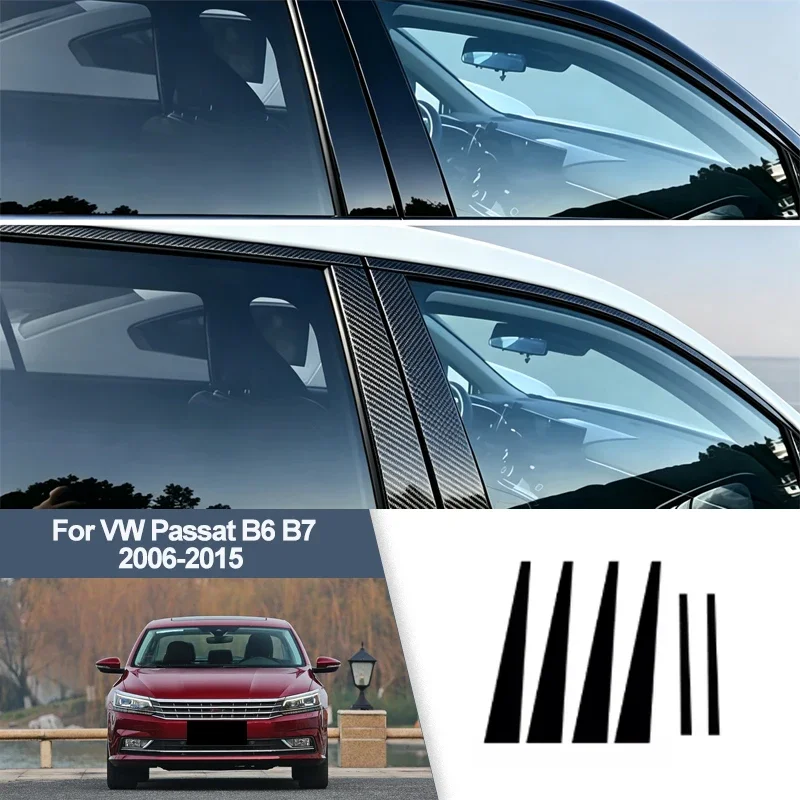 For VW Passat B6 B7 2006-2015 B/C Pillar Post Stickers PC Window Middle Pillar Trim Decorative Car Exterior Protect Parts