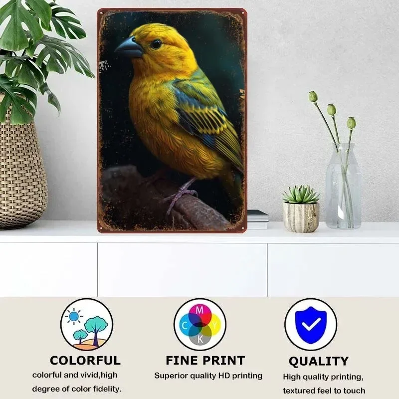 Colorful Canary House Decor Metal Signs Customized Art Mural Vintage Tin Signs for Office Coffee Bar Garage Wall Art Decoration