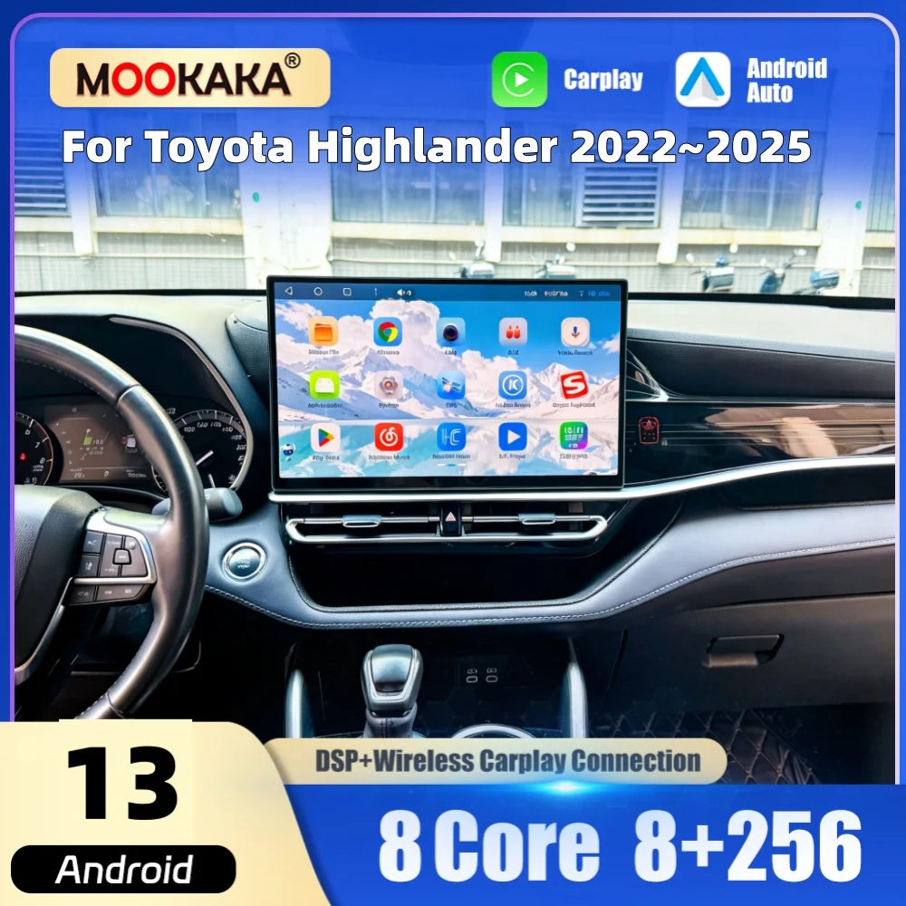 15.6“ Qualcomm Car Multimedia Player Android Screen For Toyota Highlander 2022~2025 Car Radio Stereo GPS CarPlay Auto Head Unit