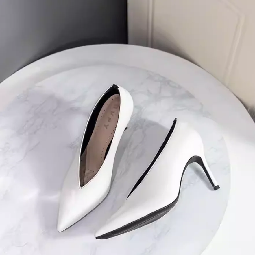 2026 Sexy Pumps V Cut Design High  Women Chunky High Heels Sexy Heel Pumps Sexy Branded Famous Ladies Footwear Lady Shoes A0021