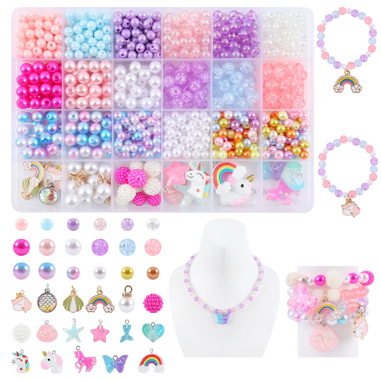 Makersland DIY Kandi Beads Kit Colorful Beads For Jewelry Making Set Box Diy Bracelet Jewelry Making Kits For Girls Kids Child