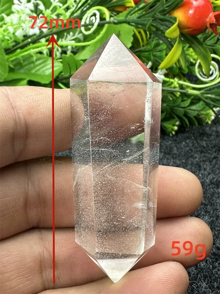 Natural White Transparent Crystal Double-ended Contact Point Hexagonal Column Exquisite Workmanship Healing Aura Prayer Festival