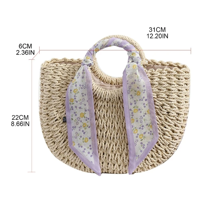 Summer Beach Bag Large Straw Tote Bag Womens Handbag Bohemian Vacation