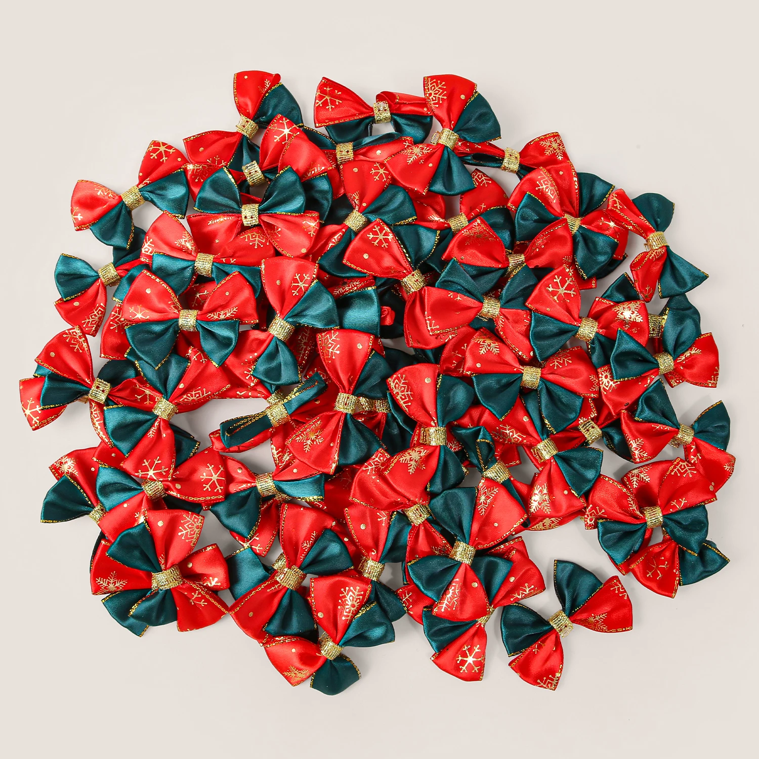 30/40 قطعة ندفة الثلج الأحمر الأخضر اللون حظر القوس الساتان ملحق لعيد الميلاد DIY بها بنفسك الملابس كليب شنطة هدايا قبعة اكسسوارات الديكور