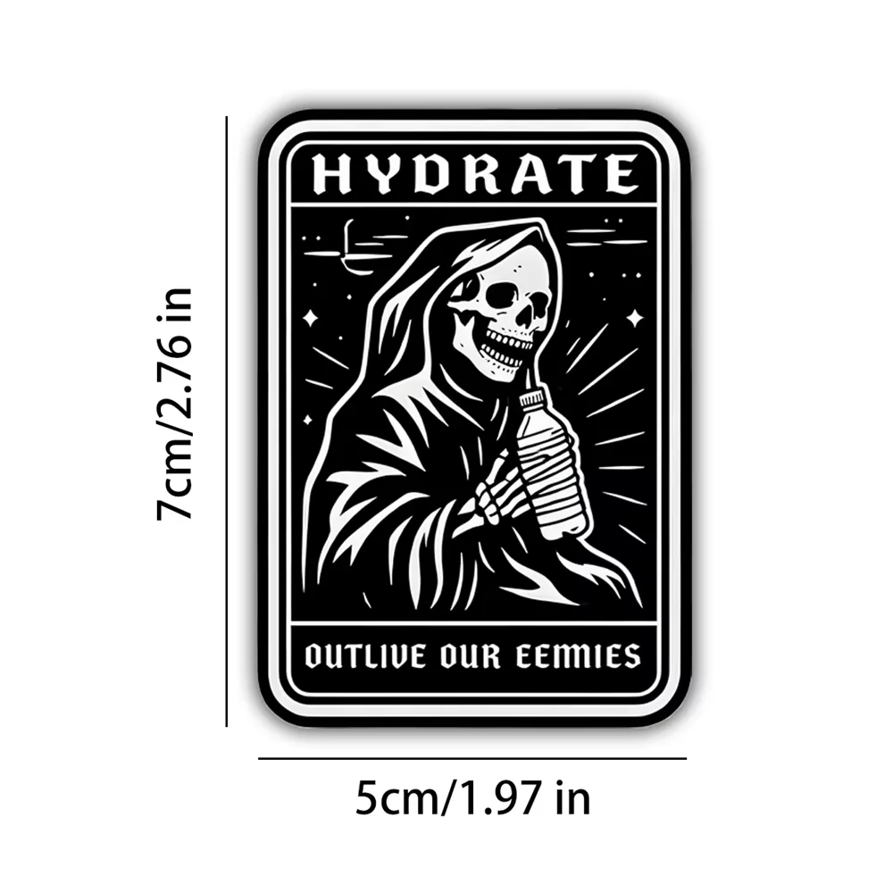 10PCS Funny Grim Reaper Sticker Hydrate Meme Decal Edgy Skeleton Sticker Hydration Goth Sticker Dark Humor Water Bottle Car