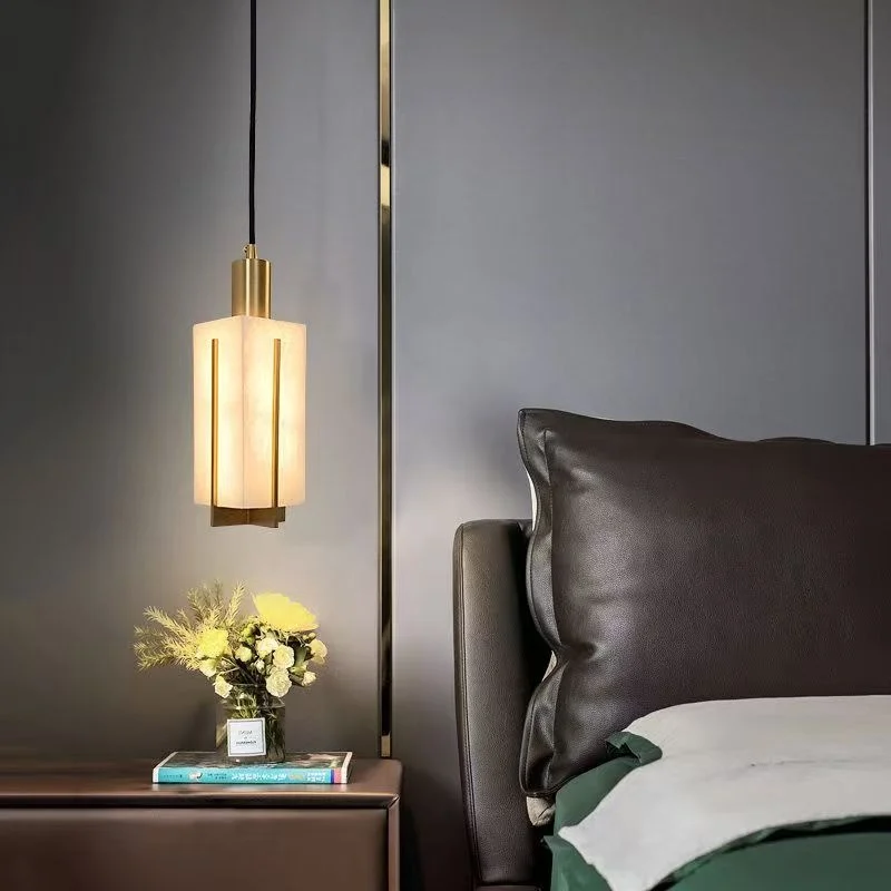 Modern Luxury Natural Marble Pendant Light For Bedroom Hotel Restaurant Designer Bar Counter Corridor - Atmosphere Lighting Deco
