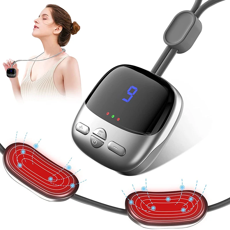 

2024 Mini Portable Hanging Neck Massager With Heat Electric EMS TENS Pulse Hot Compress Smart Cervical Spine Massager Shoulder