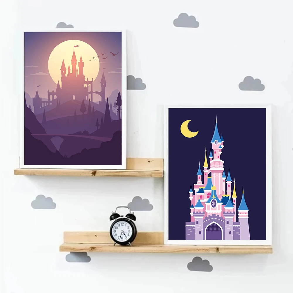 

Twilight Castle Poster Canvas Painting Print Modern Disney Wall Art Abstract Pictures For Nursery Kids Room Home Decor Cuadros