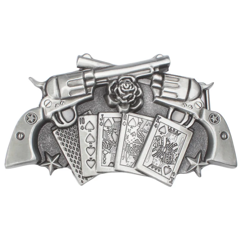 Revolver Belt Buckle Playing Card Roses Belt Buckle Waistband DIY Components for 3.8cm 4cm Belt