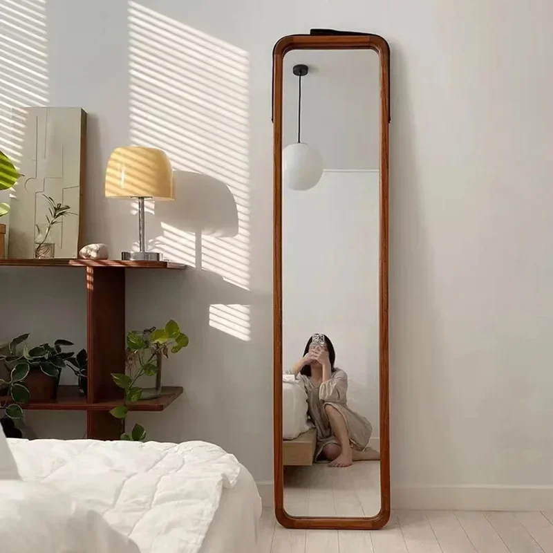 Nordic Big Mirror Wood Frame Living Room Rectangle Bedroom Full Body Floor Makeup Mirror Girls Specchio Aesthetic Room Decor