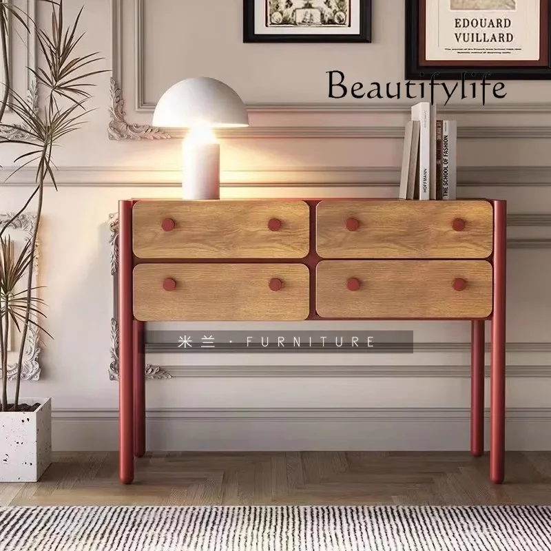 

Retro Chinese Style Entrance Cabinet Silent Style Bedroom Storage Cabinet Nordic Side Cabinet American Country