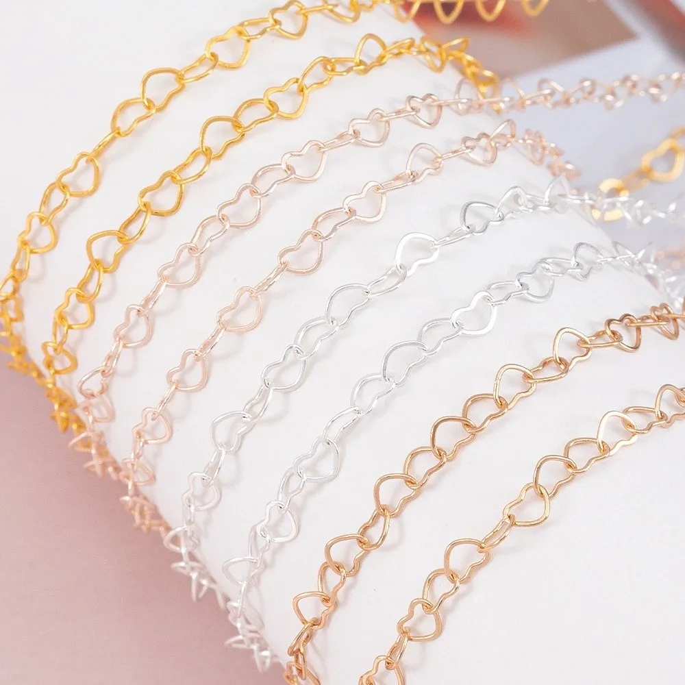 1 Meter/5 Meters Length Love Heart Chain 3mm Width Copper Chain Findings Heart Shape Copper Links Chain DIY Jewelry Making view 4