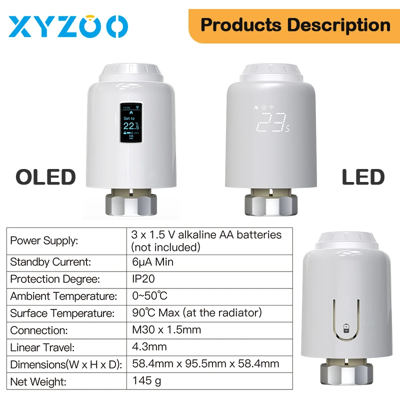 WiFi Tuya Attuatore per radiatore Valvola termostatica TRV Testa Smart Home Regolatore di temperatura programmabile Riscaldatore Alexa Google Voice