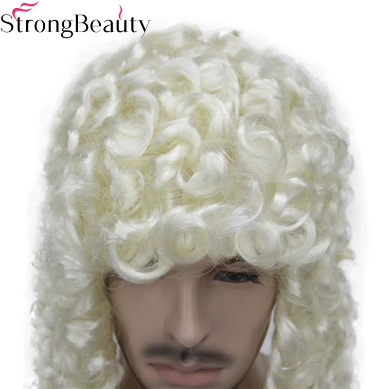 StrongBeauty Synthetic Judge Wig Nobleman Curly Hair Historical Blonde Gray Black Wigs