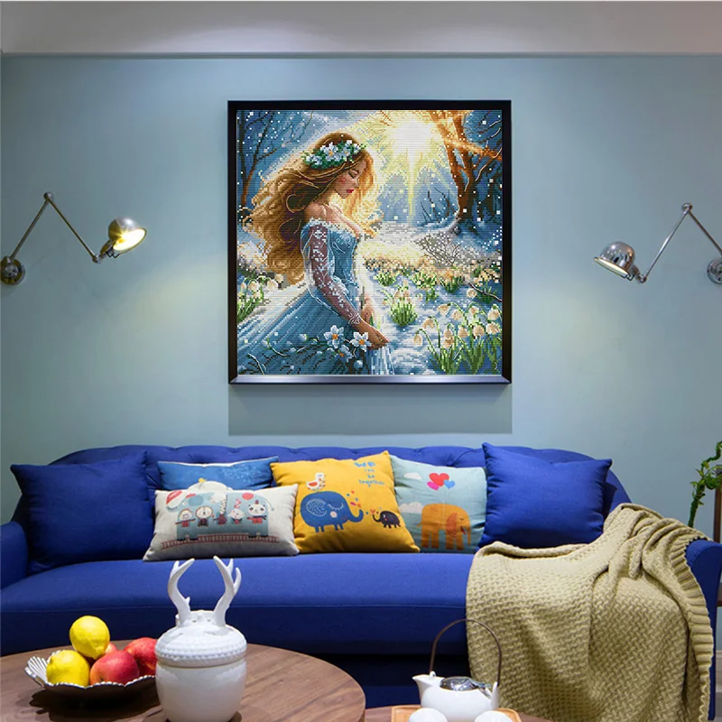 Joy Sunday Cross Stitch Kits DIY Handmade Snow Fairy Pattern Embroidery Needlework DMC Complete Kits Home Room Decoration Gifts image 2