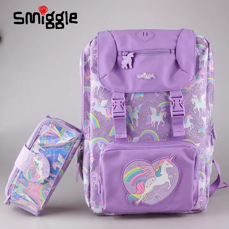 Оригинальный Австралийский канцелярский рюкзак Smiggle Pegasus в виде единорога, студенческий рюкзак, сумка-почтальонка с двумя кнопками, сумка для ручек, коробка для канцелярских принадлежностей