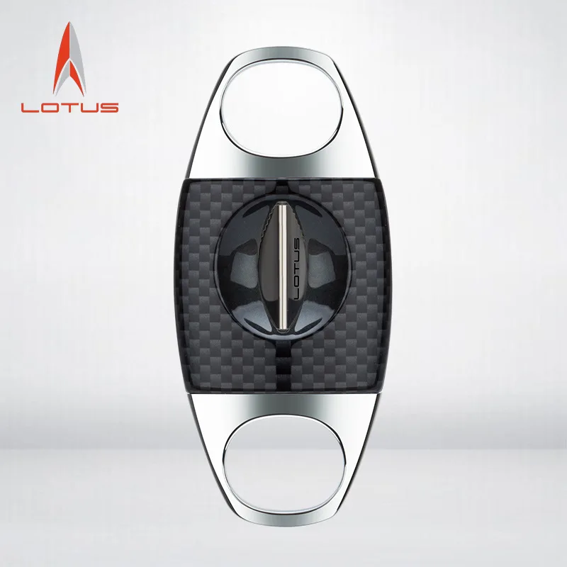 

LOTUS Cigar Cutter V-north Protable Stainless Steel Exqusite Carbon Fiber Pattern Smooth Sharp with Gift Box CT-061