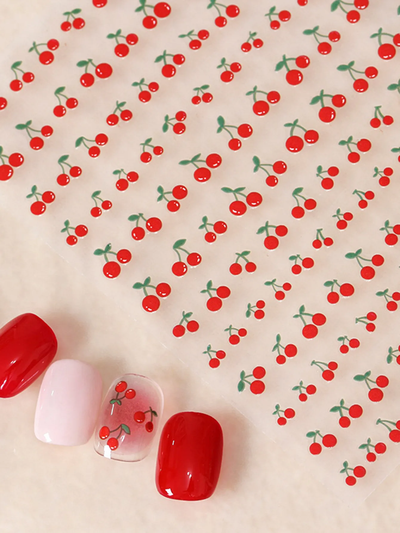 1pcs Sweet Cherry Nail Art Charms Stickers Kawaii Fruit Design Nail Transfer Decals DIY Manicure Self Adhesive Decoration Slider