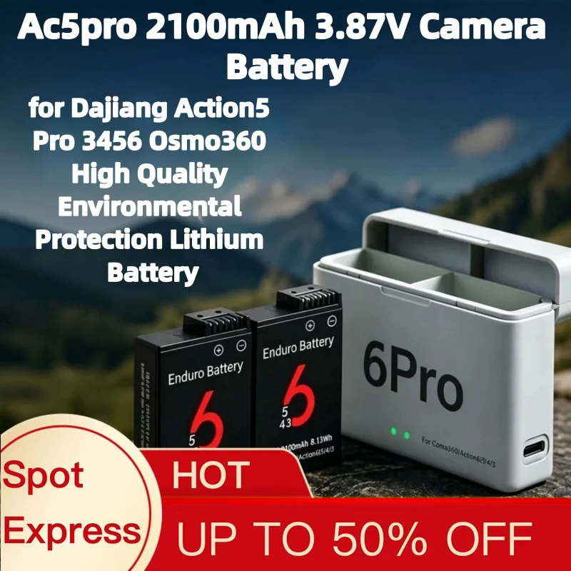Ac5pro 2100mAh 3.87V Camera Battery for Dajiang Action5 Pro 3456 Osmo360 High Quality Environmental Protection Lithium Battery