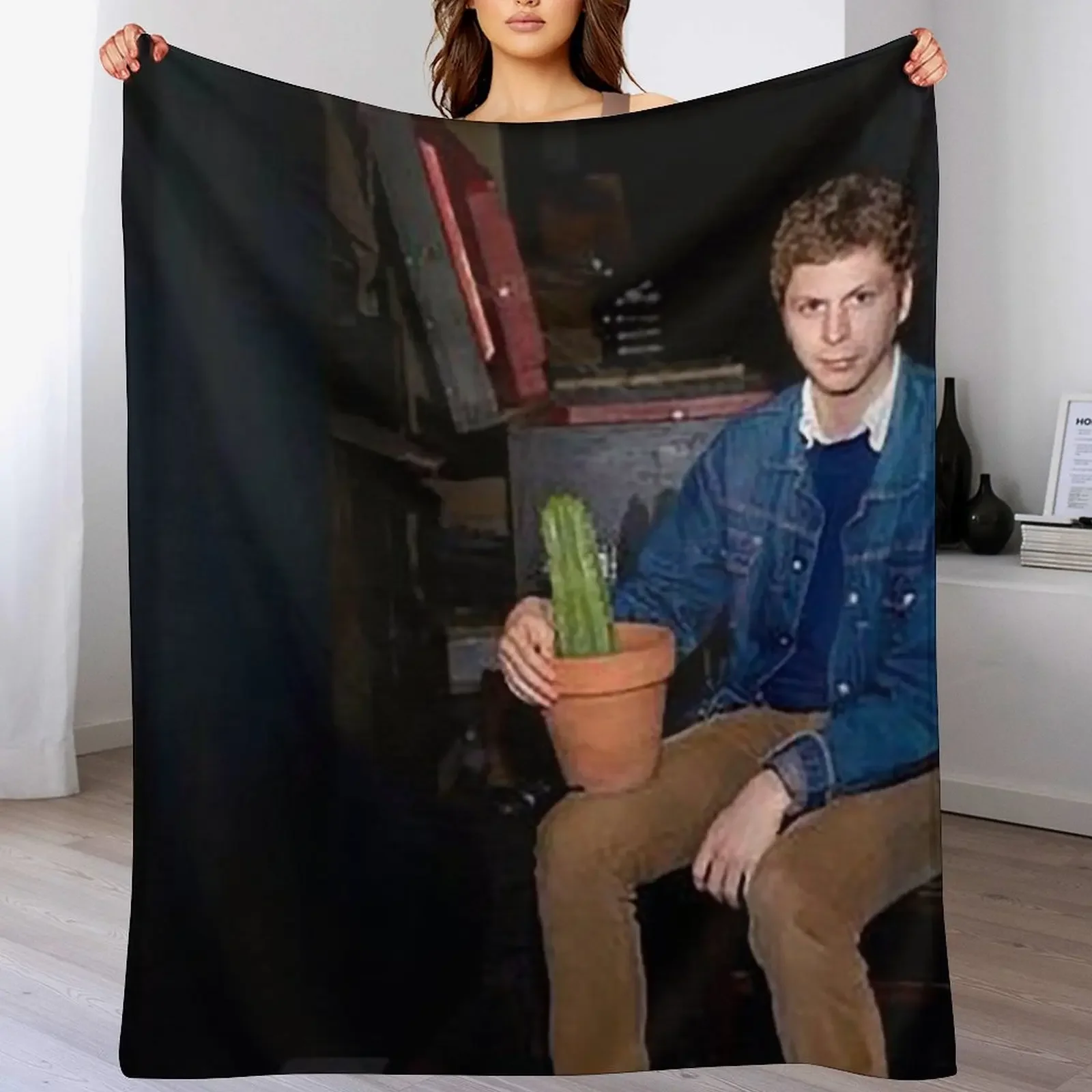 

Michael Cera With a Cactus Throw Blanket Blankets Sofas Of Decoration Hair for winter Blankets