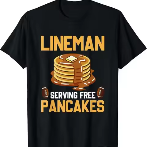 New Limited Daily Offensive Lineman Serving Pancakes Funny T Shirt Made In Usa
