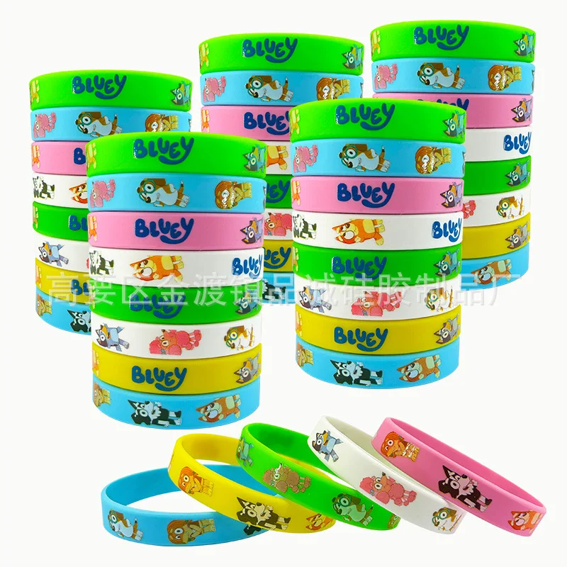 Cartoon Silicone Bracelet Bluey Bingo Animation Image Wrist Band with Multi Color Mixed Bag Cute Dog Pattern Soft RubberBracelet