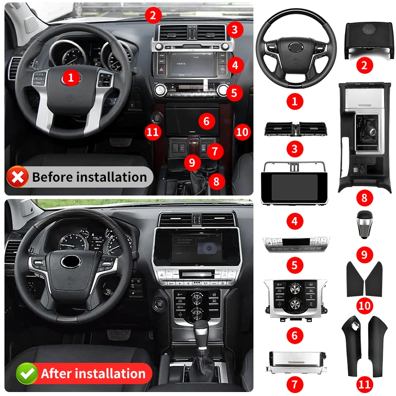 For 2010 2017 Upgrade 2018 Toyota Land Cruiser Prado LC150 150 j150 Interior Modification Kit  Car Replacement Parts Accessories