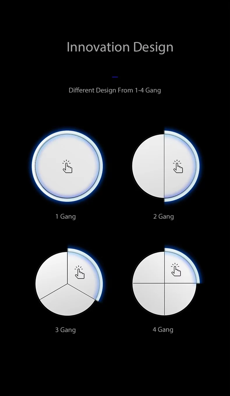 1 2 3 4 Gang Wall Switch White Glass Plate Motion Body Sensor Step Light DP 2P  DIY Free Combination, Wallpad L6 Series