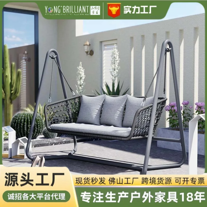 Spot double handmade rattan swing hanging chair rain and sun protection balcony hanging basket