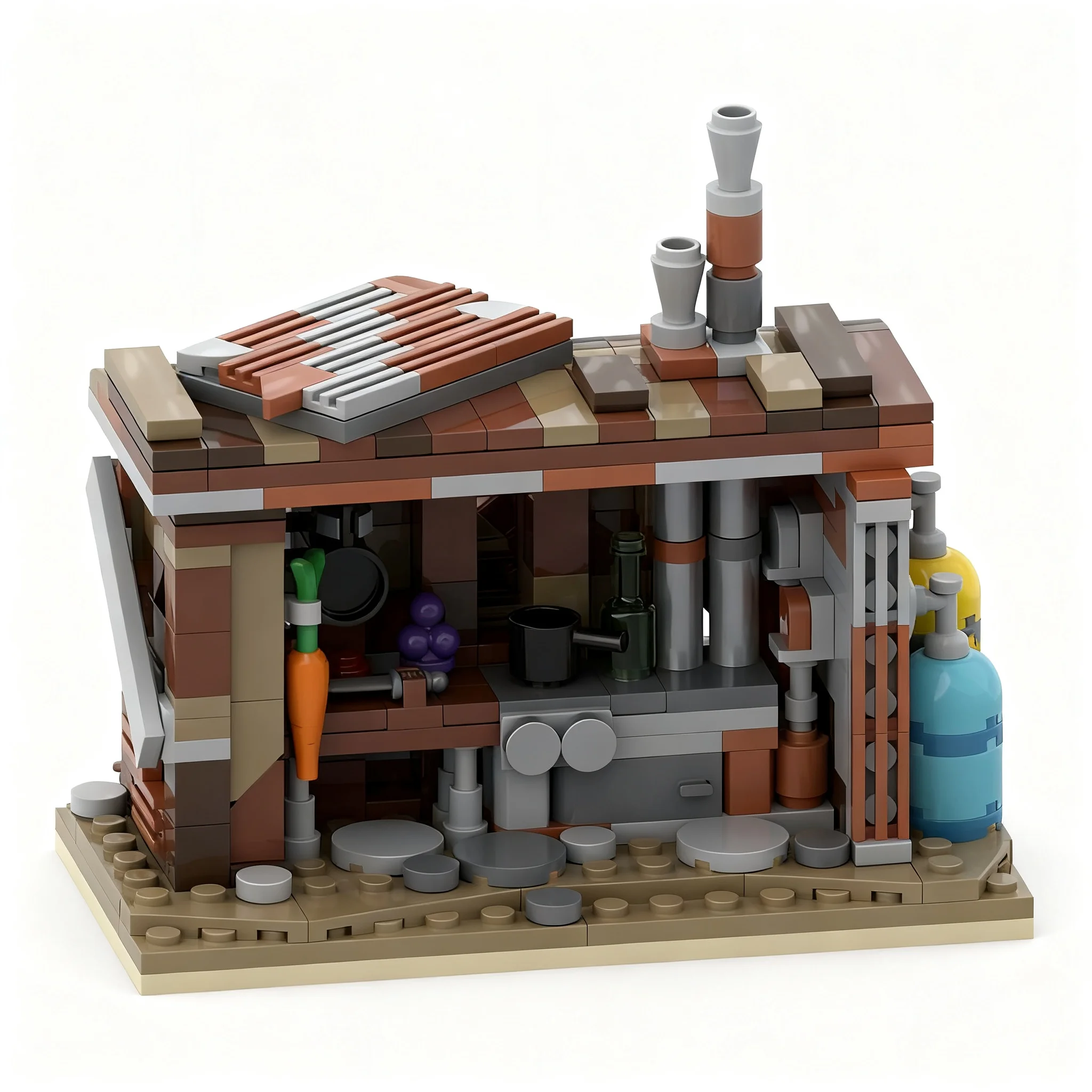 735개 MOC 모듈식 건물 폴아웃 모듈식 황무지 캠프 - Camping Cooking Gifts 리뷰 및 가격